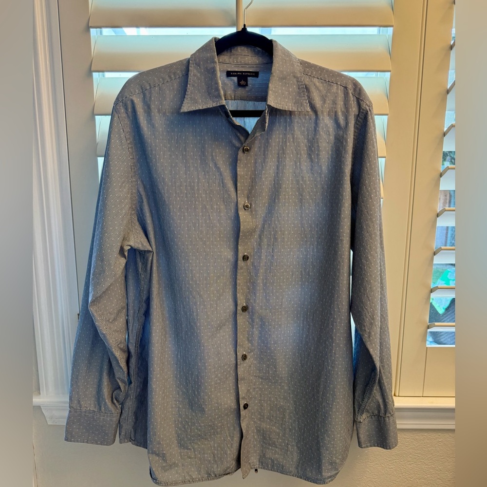 Banana Republic Blue patterned Button Collared Shirt Business Casual Men’s Large